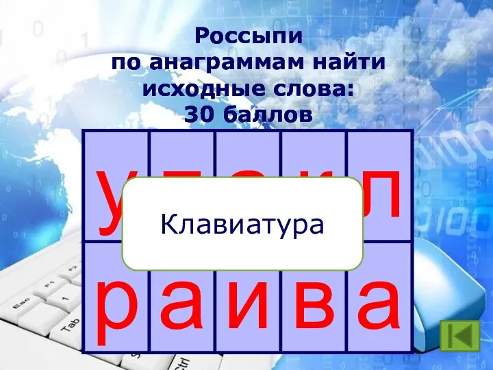 Россыпи по анаграммам найти исходные слова: 30 баллов Клавиатура