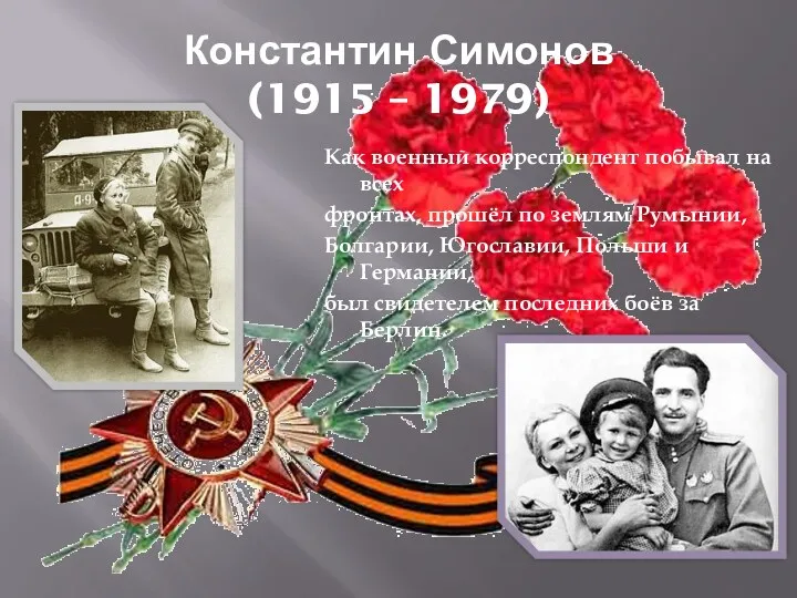 Константин Симонов (1915 – 1979) Как военный корреспондент побывал на