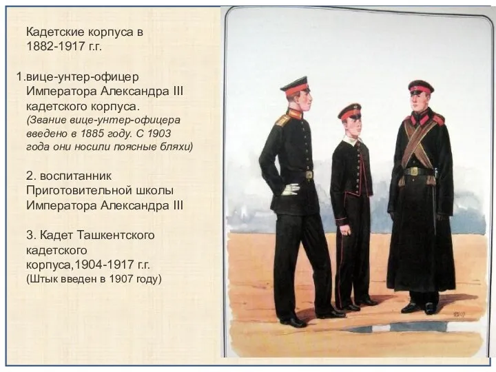 Кадетские корпуса в 1882-1917 г.г. вице-унтер-офицер Императора Александра III кадетского корпуса. (Звание вице-унтер-офицера