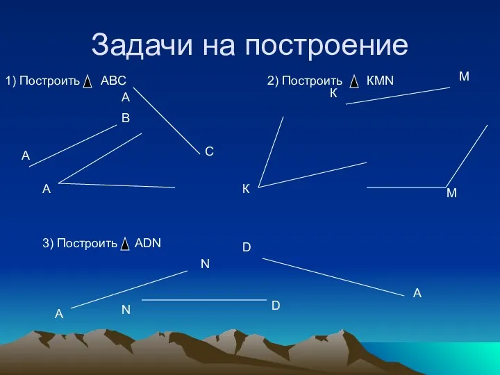 Задачи на построение В А А С А 1) Построить АВС 2) Построить