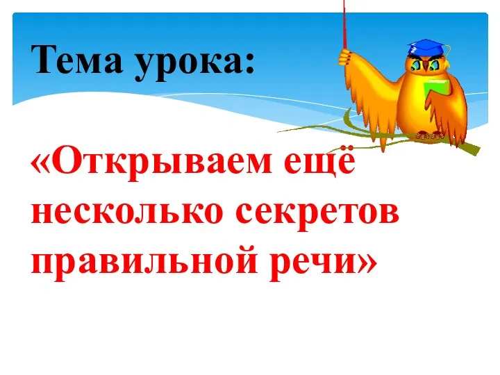 Тема урока: «Открываем ещё несколько секретов правильной речи»