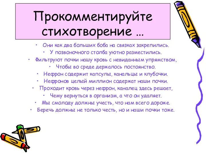 Прокомментируйте стихотворение … Они как два больших боба на связках