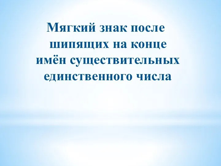 Мягкий знак после шипящих на конце имён существительных единственного числа