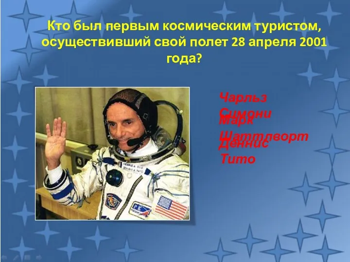 Кто был первым космическим туристом, осуществивший свой полет 28 апреля