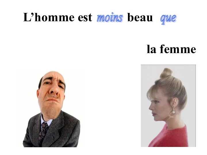 L’homme est beau la femme moins que