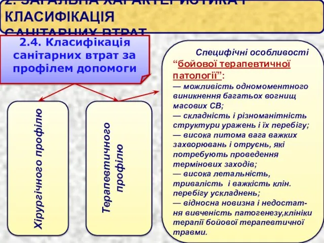 2. ЗАГАЛЬНА ХАРАКТЕРИСТИКА І КЛАСИФІКАЦІЯ САНІТАРНИХ ВТРАТ 2.4. Класифікація санітарних