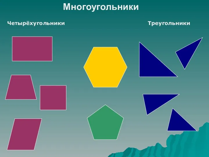 Многоугольники Четырёхугольники Треугольники