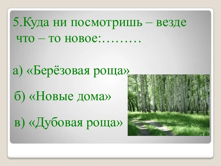 5.Куда ни посмотришь – везде что – то новое:……… а)