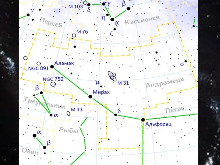 Андромеда созвездие северного полушария неба. В Андромеде — три звезды