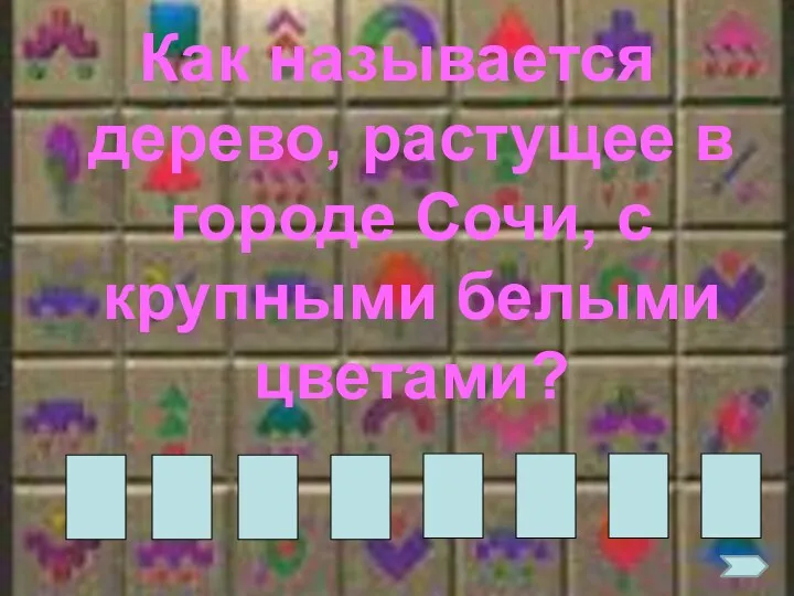 Как называется дерево, растущее в городе Сочи, с крупными белыми