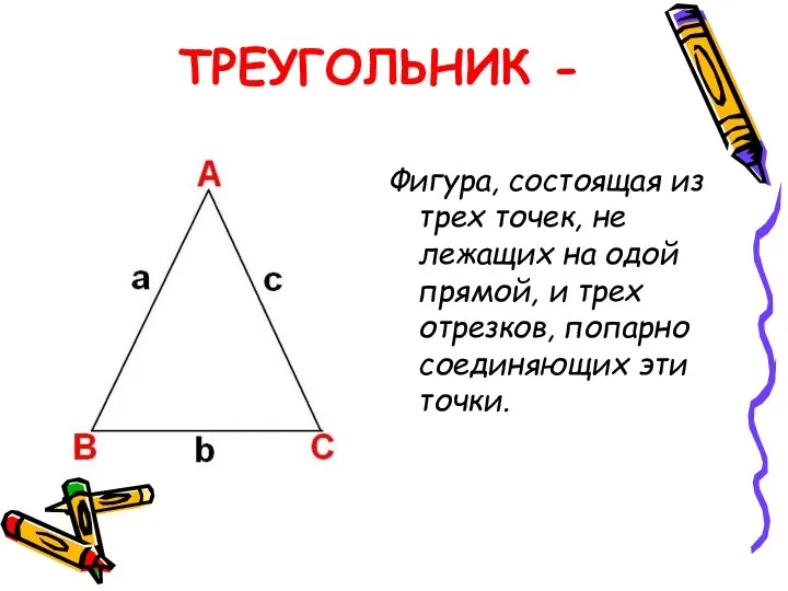 ТРЕУГОЛЬНИК - Фигура, состоящая из трех точек, не лежащих на