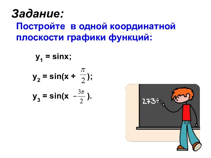 Задание: Постройте в одной координатной плоскости графики функций: y1 =