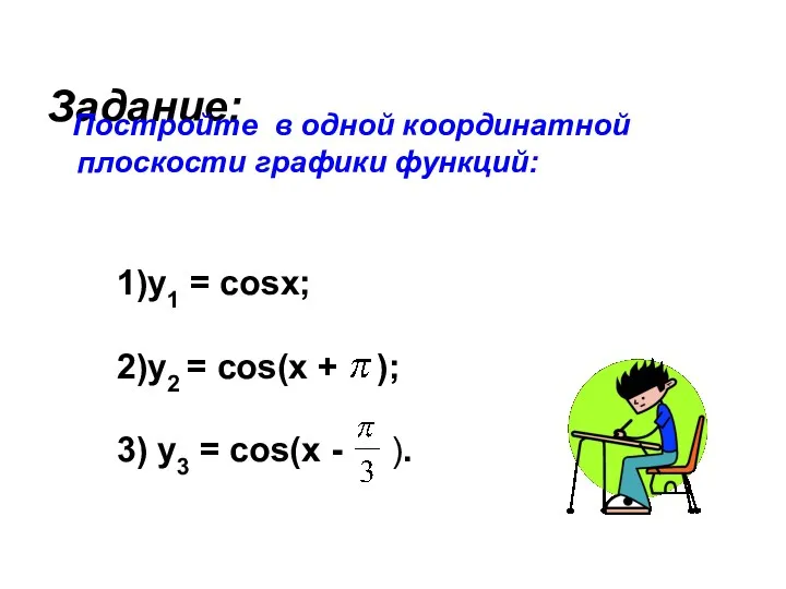 Задание: Постройте в одной координатной плоскости графики функций: 1)y1 =