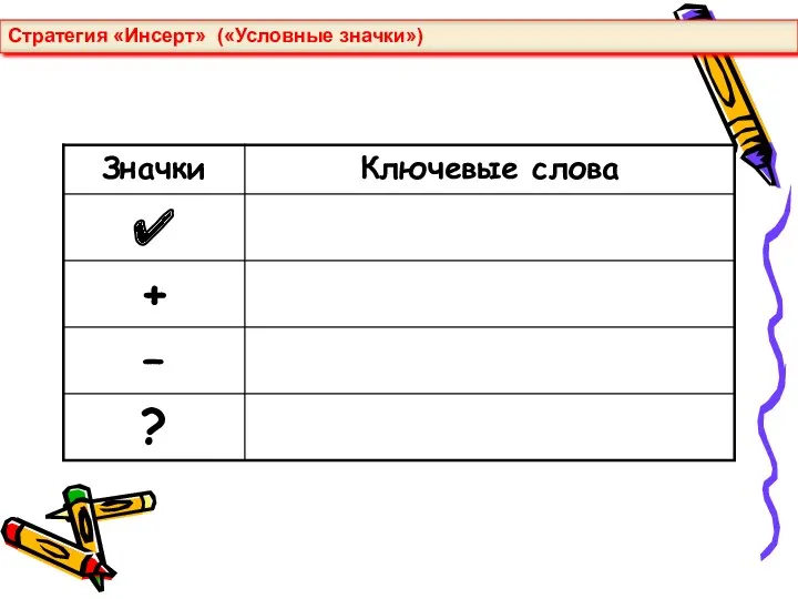 Стратегия «Инсерт» («Условные значки»)