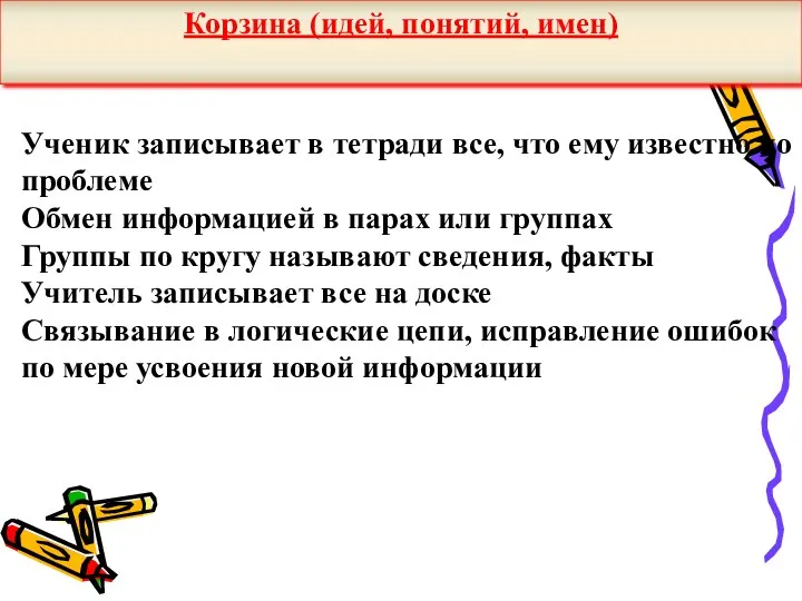 Ученик записывает в тетради все, что ему известно по проблеме