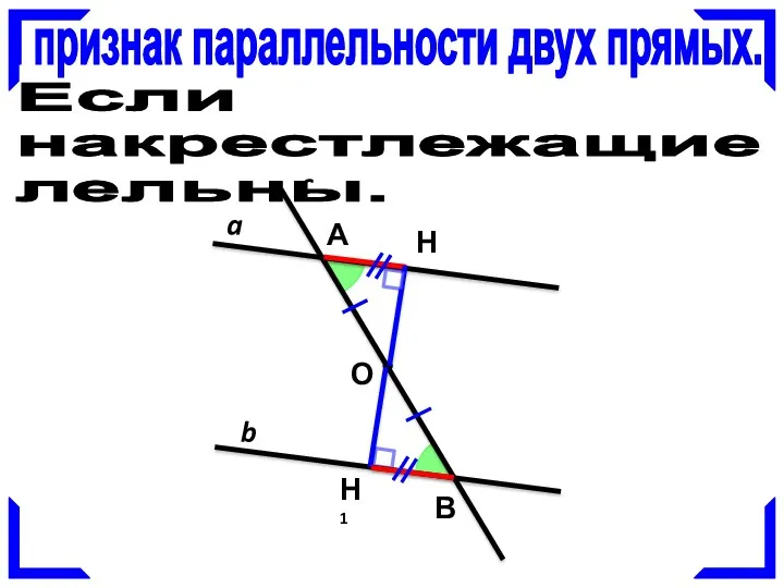 I признак параллельности двух прямых. a b c Если при