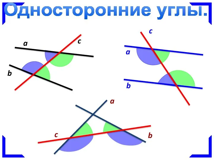 a b c a b c a b c Односторонние углы.