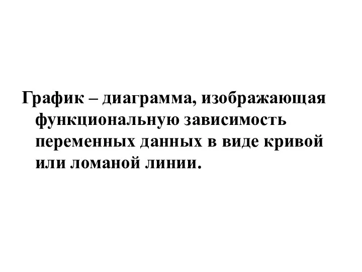 График – диаграмма, изображающая функциональную зависимость переменных данных в виде кривой или ломаной линии.