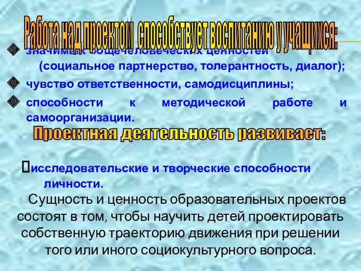 значимых общечеловеческих ценностей (социальное партнерство, толерантность, диалог); чувство ответственности, самодисциплины;