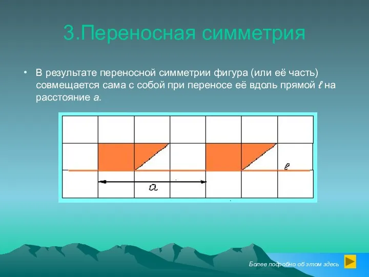 3.Переносная симметрия В результате переносной симметрии фигура (или её часть) совмещается сама с