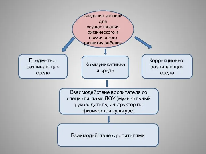 Создание условий для осуществления физического и психического развития ребенка Предметно-развивающая