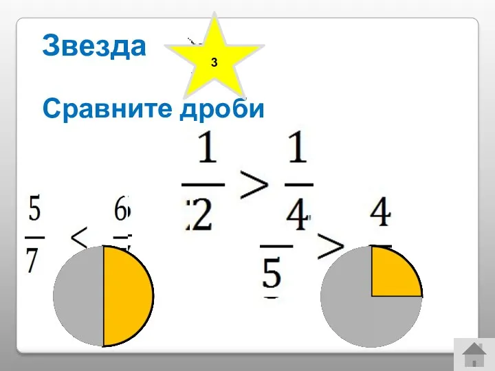 Сравните дроби Звезда 3