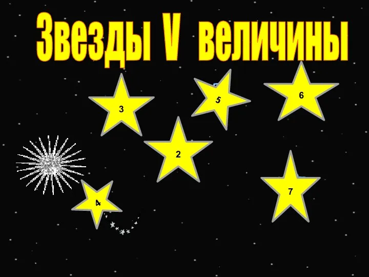 Звезды V величины 3 5 6 7 2 4