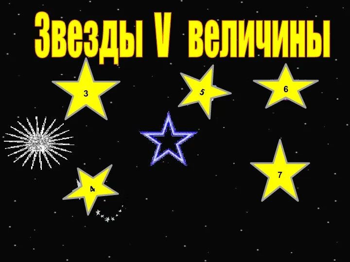 5 6 7 3 4 Звезды V величины