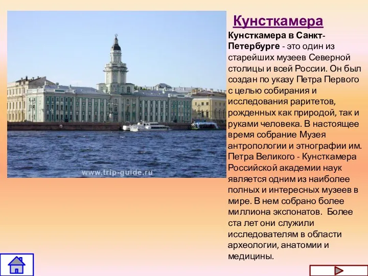 Кунсткамера Кунсткамера в Санкт-Петербурге - это один из старейших музеев