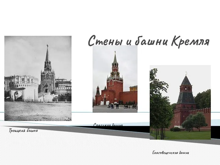 Стены и башни Кремля Троицкая башня Спасская башня Благовещенская башня