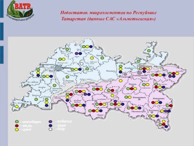 Недостаток микроэлементов по Республике Татарстан (данные САС «Альметьевская»)