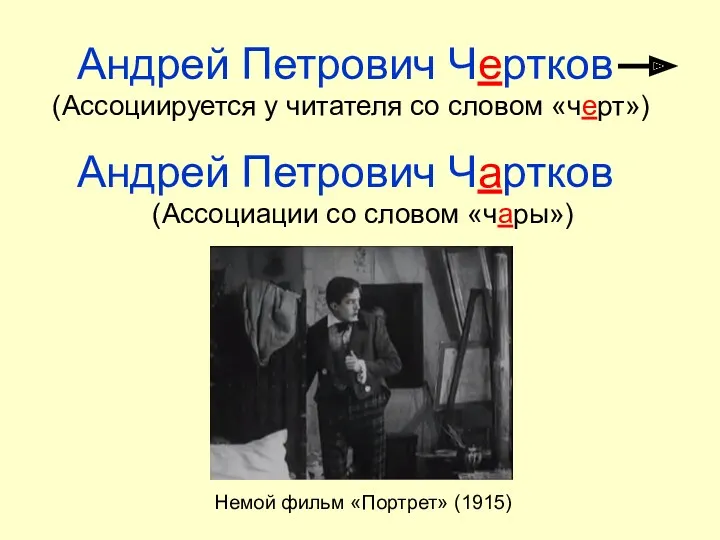 Андрей Петрович Чертков Немой фильм «Портрет» (1915) Андрей Петрович Чартков