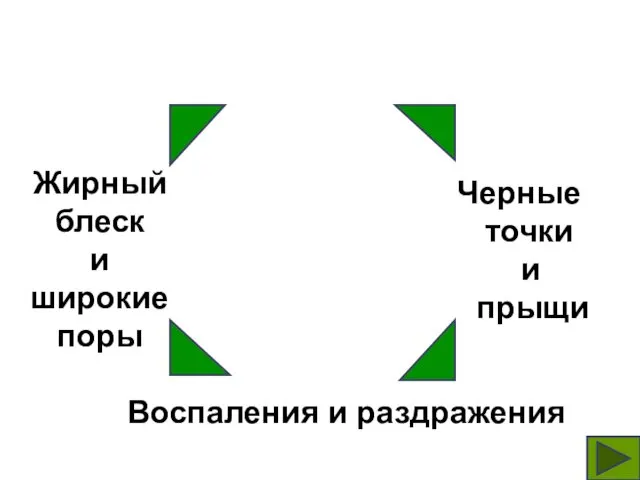 Жирный блеск и широкие поры Черные точки и прыщи Воспаления и раздражения