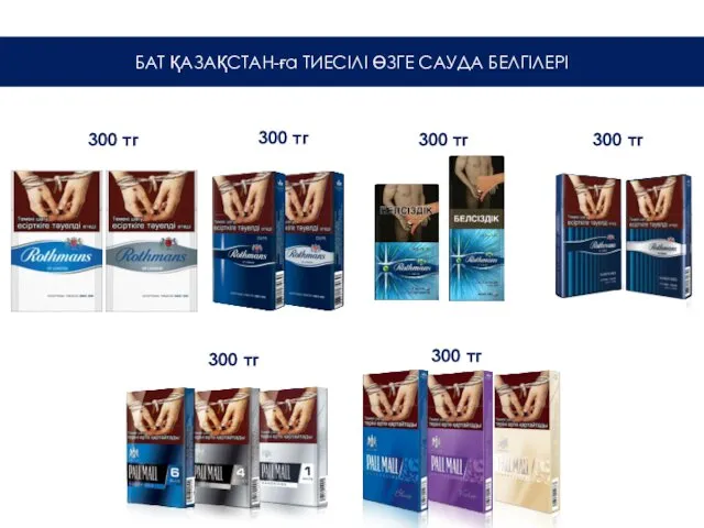 БАТ ҚАЗАҚСТАН-ға ТИЕСІЛІ ӨЗГЕ САУДА БЕЛГІЛЕРІ 300 тг 300 тг