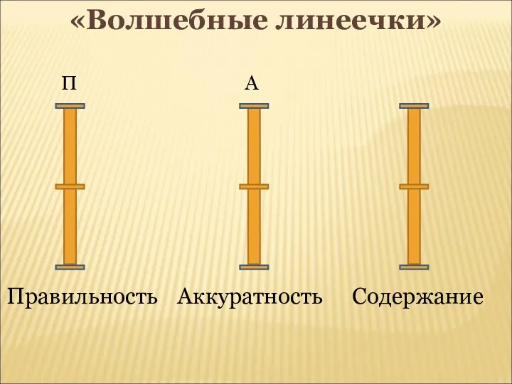 «Волшебные линеечки» Правильность Аккуратность Содержание П А