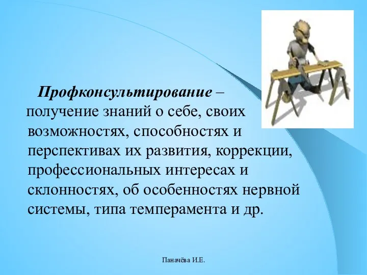 Профконсультирование – получение знаний о себе, своих возможностях, способностях и