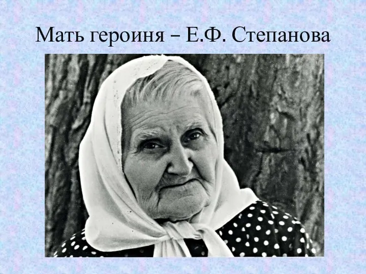Мать героиня – Е.Ф. Степанова