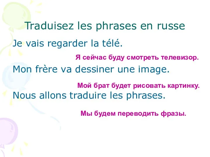 Traduisez les phrases en russe Je vais regarder la télé.