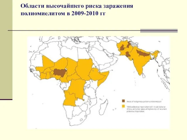 Области высочайшего риска заражения полиомиелитом в 2009-2010 гг