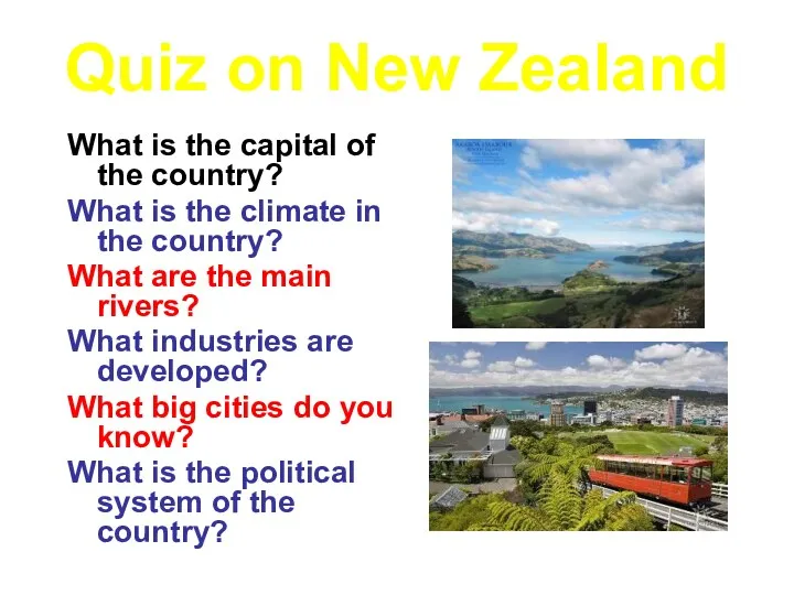 Quiz on New Zealand What is the capital of the