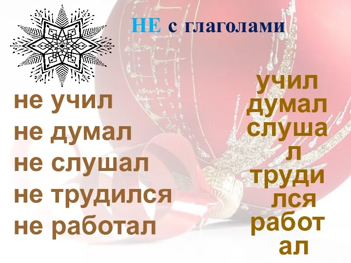 не учил не думал не слушал не трудился не работал