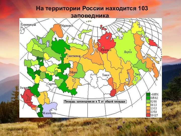 На территории России находится 103 заповедника.