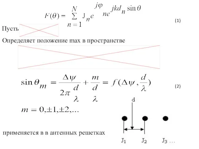 Пусть Определяет положение max в пространстве применяется в в антенных решетках (1) (2)