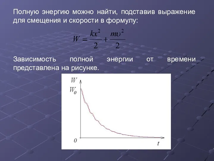 Полную энергию можно найти, подставив выражение для смещения и скорости