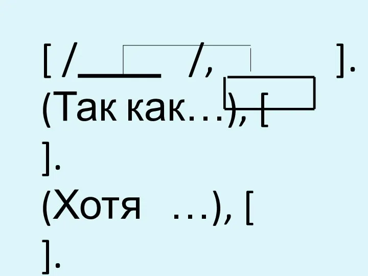 [ / /, ]. (Так как…), [ ]. (Хотя …), [ ].