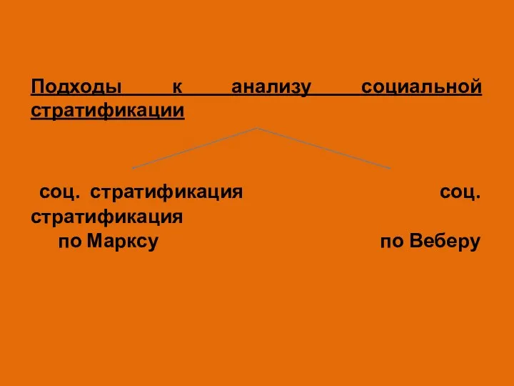 Подходы к анализу социальной стратификации соц. стратификация соц. стратификация по Марксу по Веберу