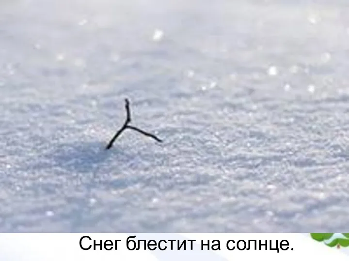 Снег блестит на солнце.