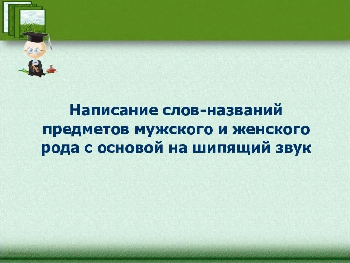 Написание слов-названий предметов мужского и женского рода с основой на шипящий звук