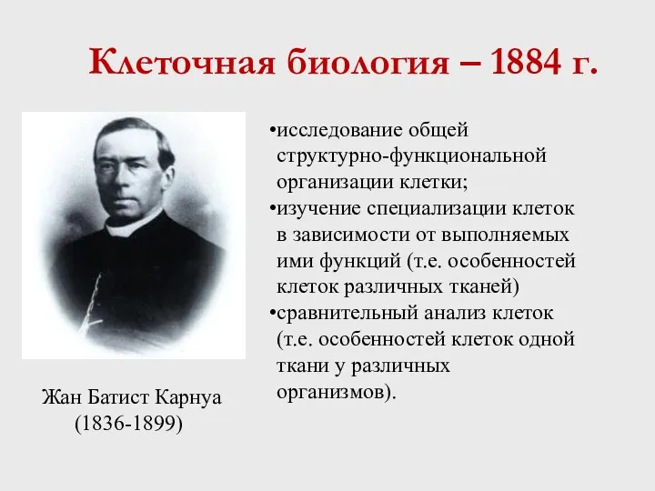 исследование общей структурно-функциональной организации клетки; изучение специализации клеток в зависимости