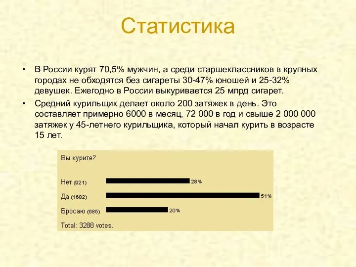 Статистика В России курят 70,5% мужчин, а среди старшеклассников в